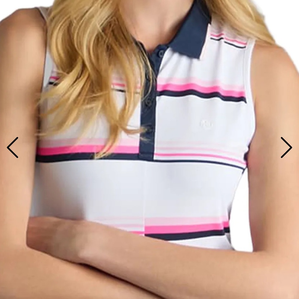 G/FORE Women's Tech Piqué Engineered Stripe Performance Sleeveless Polo